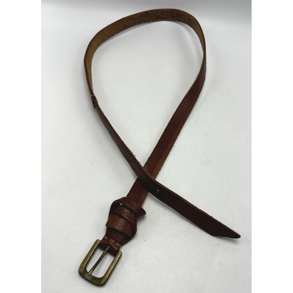 Vtg Belt Womens Brown Tooled Leather Boho Cowgirl Skinny Embossed 32 to 36